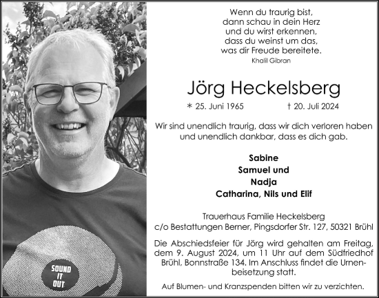 Anzeige von Jörg Heckelsberg von  Schaufenster/Blickpunkt 