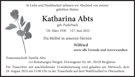 Anzeige von Katharina Abts von  Werbepost 