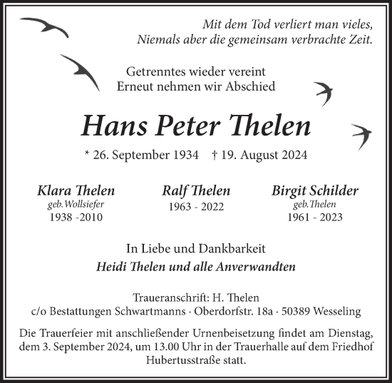 Anzeige von Klara Thelen von  Schlossbote/Werbekurier 
