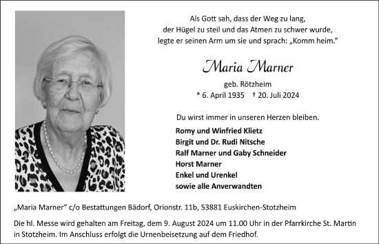 Anzeige von Maria Mar von  Blickpunkt Euskirchen 