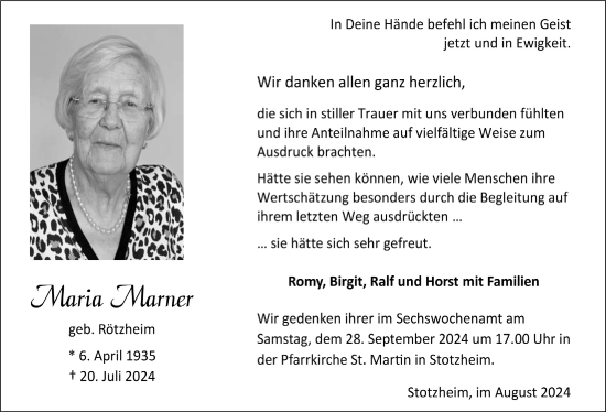 Anzeige von Maria Marner von  Blickpunkt Euskirchen 