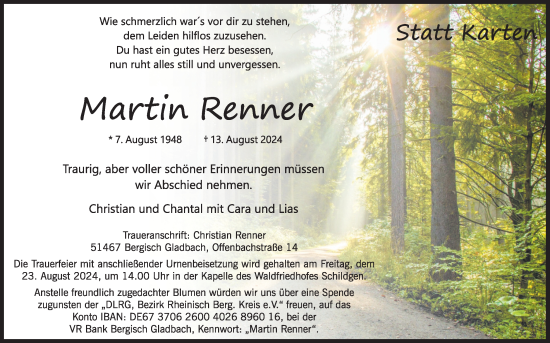 Anzeige von Martin Renner von Kölner Stadt-Anzeiger / Kölnische Rundschau / Express
