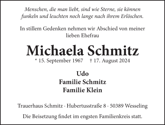 Anzeige von Michaela Schmitz von  Schlossbote/Werbekurier 