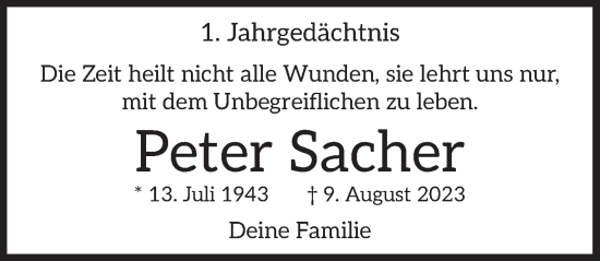 Anzeige von Peter Sacher von  Bergisches Handelsblatt 