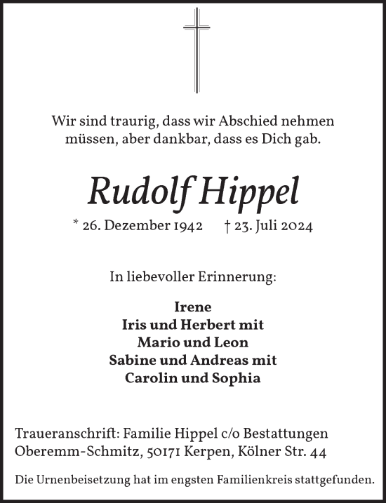 Anzeige von Rudolf Hippel von  Werbepost 