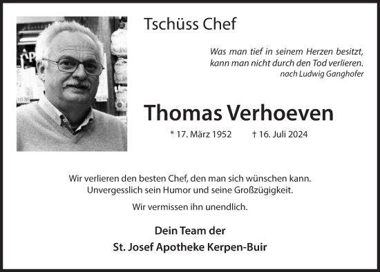 Anzeige von Thomas Verhoeven von  Werbepost 