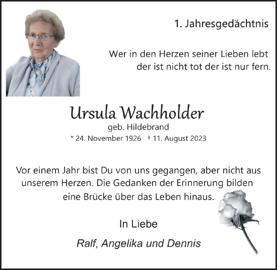 Anzeige von Ursula Wacholder von  Lokale Informationen 