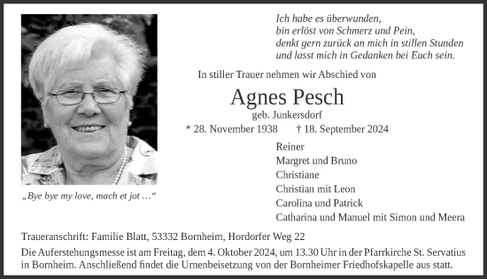 Anzeige von Agnes Pesch von  Schaufenster/Blickpunkt 