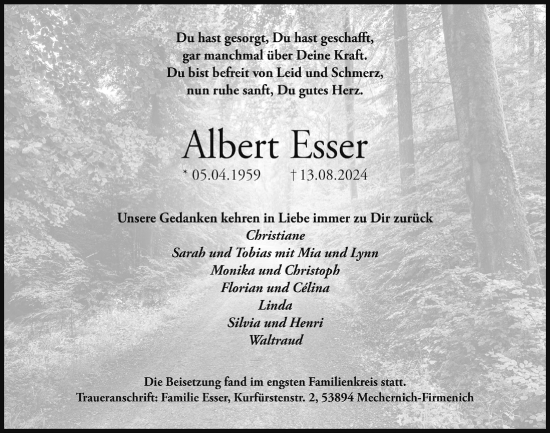 Anzeige von Albert Esser von  Blickpunkt Euskirchen 