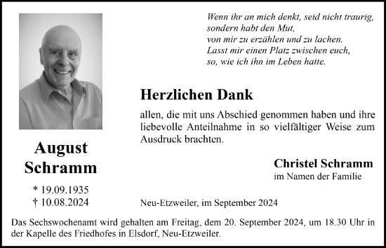 Anzeige von August Schramm von  Werbepost 
