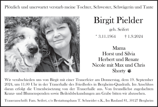 Anzeige von Birgit Pielder von  Werbepost 