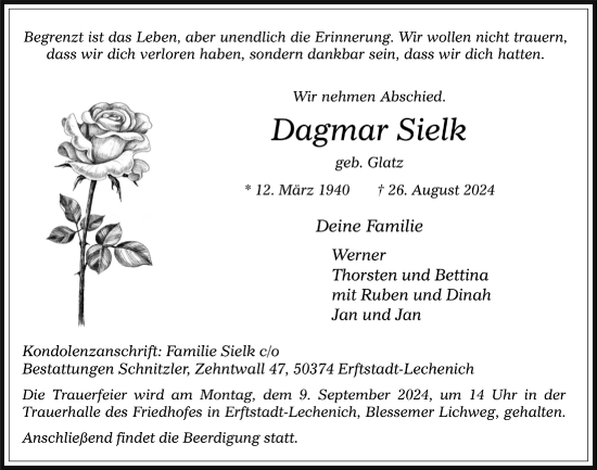 Anzeige von Dagmar Sielk von  Werbepost 