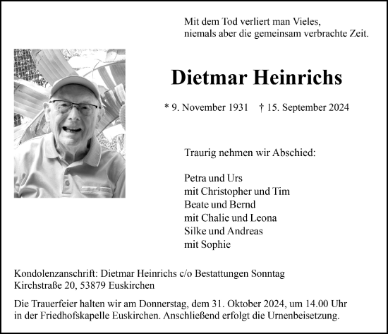 Anzeige von Dietmar Heinrichs von  Blickpunkt Euskirchen 