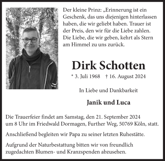 Anzeige von Dirk Schotten von  Werbepost 