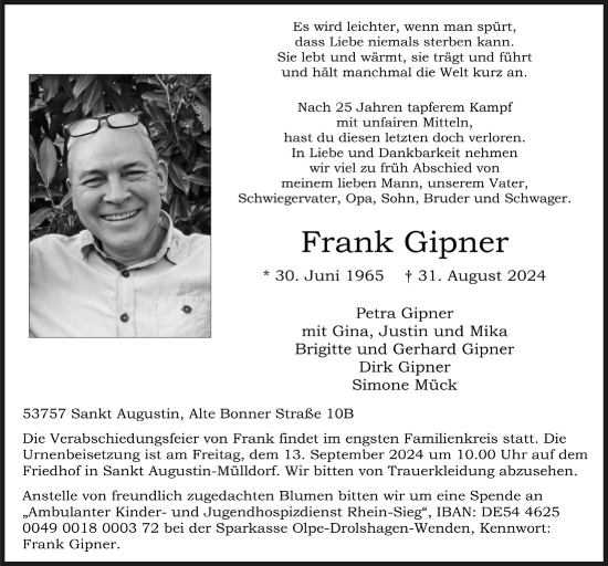 Anzeige von Frank Gipner von  Extra Blatt 