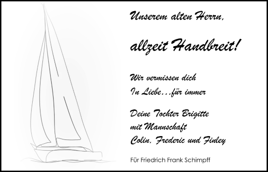 Anzeige von Friedrich Frank Schimpff von  Werbepost 