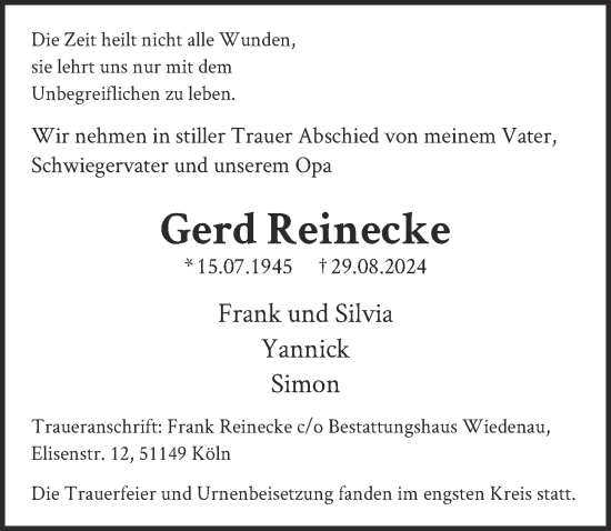 Anzeige von Gerd Reinecke von  EXPRESS - Die Woche 