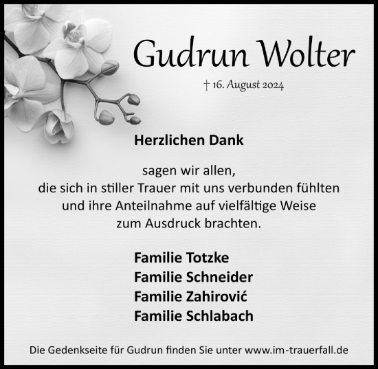 Anzeige von Gudrun Woker von  Lokalanzeiger 