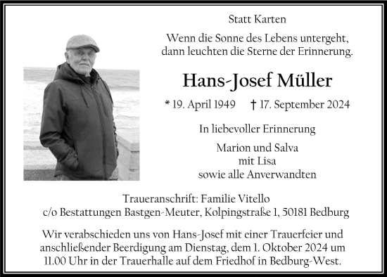 Anzeige von Hans-Josef Müller von  Werbepost 