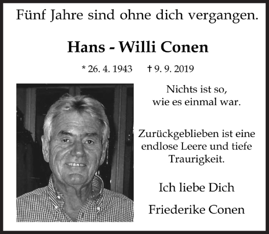 Anzeige von Hans-Willi Conen von  Schlossbote/Werbekurier 