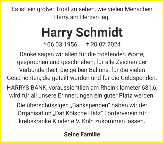 Anzeige von Harry Schmidt von  EXPRESS - Die Woche 
