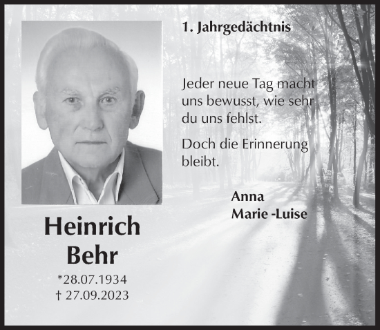 Anzeige von Heinrich Behr von  Blickpunkt Euskirchen 