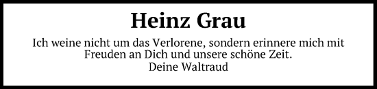 Anzeige von Heinz Grau von Kölner Stadt-Anzeiger / Kölnische Rundschau / Express