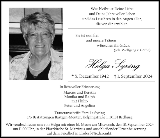 Anzeige von Helga Lyring von  Werbepost 