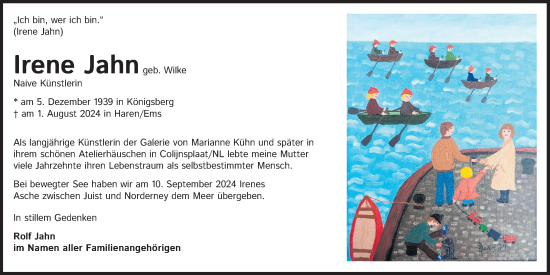 Anzeige von Irene Jahn von Kölner Stadt-Anzeiger / Kölnische Rundschau / Express