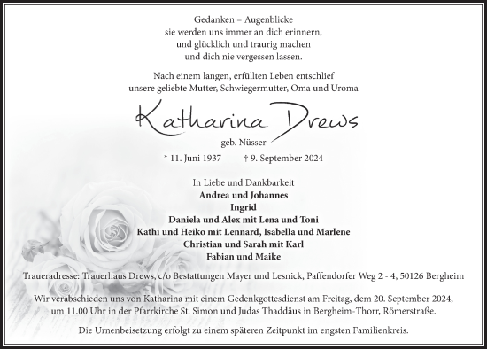 Anzeige von Katharina Drews von  Werbepost 