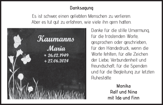 Anzeige von Kaumanns Maria von  Werbepost 