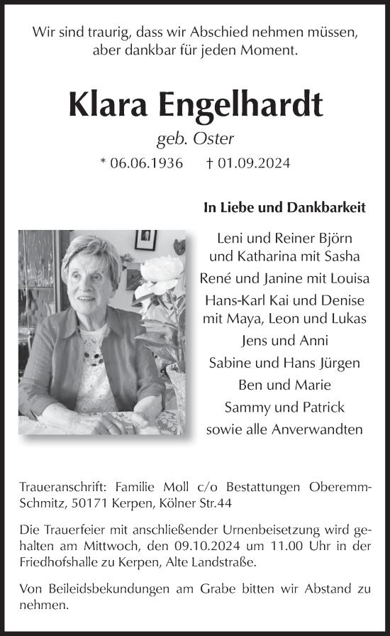 Anzeige von Klara Engelhardt von  Werbepost 