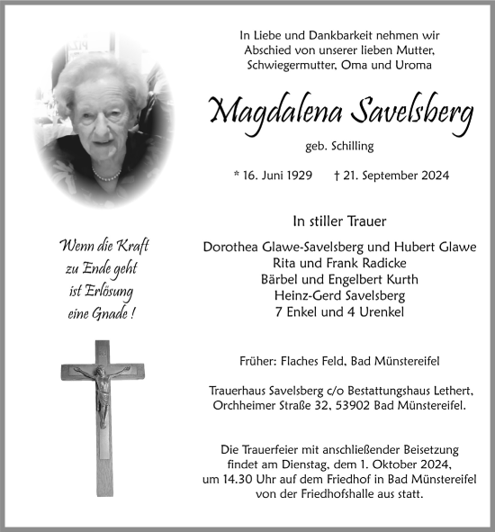 Anzeige von Magdalena Savelsberg von  Blickpunkt Euskirchen 