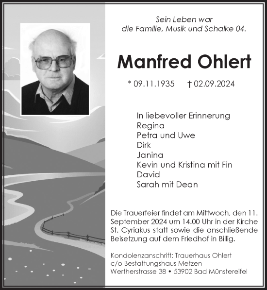 Anzeige von Manfred Ohlert von  Blickpunkt Euskirchen 