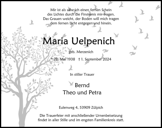 Anzeige von Maria Uelpenich von  Blickpunkt Euskirchen 
