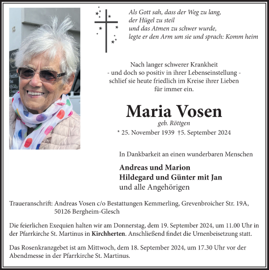 Anzeige von Maria Vosen von  Werbepost 