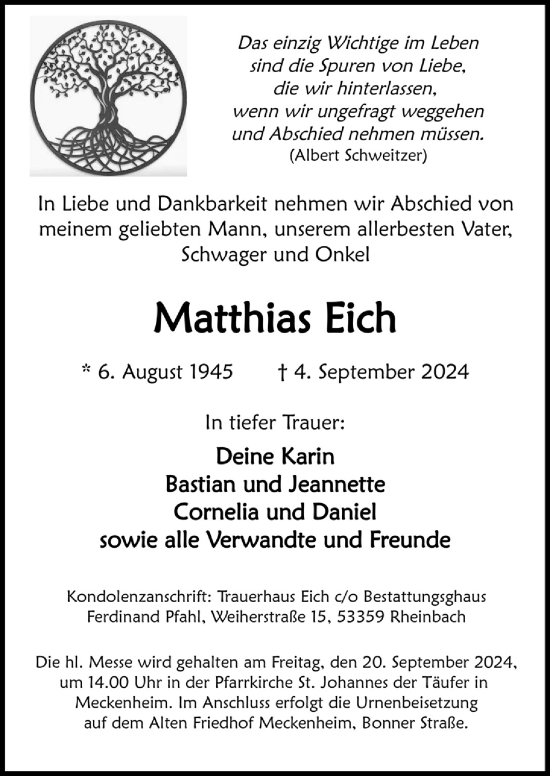 Anzeige von Matthias Eich von  Schaufenster/Blickpunkt 