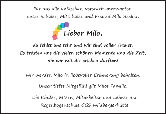 Anzeige von Milo  von Kölner Stadt-Anzeiger / Kölnische Rundschau / Express