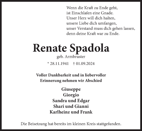 Anzeige von Renate Spadola von  Lokale Informationen 
