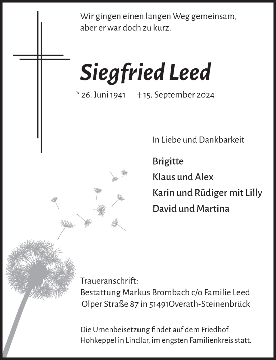 Anzeige von Siegfried Leed von  Bergisches Handelsblatt 