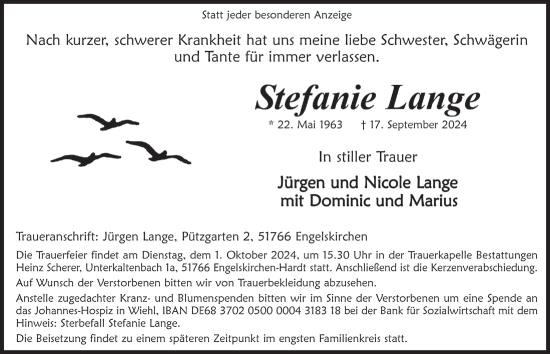 Anzeige von Stefanie Lange von  Anzeigen Echo 