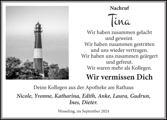 Anzeige von Tina  von  Schlossbote/Werbekurier 