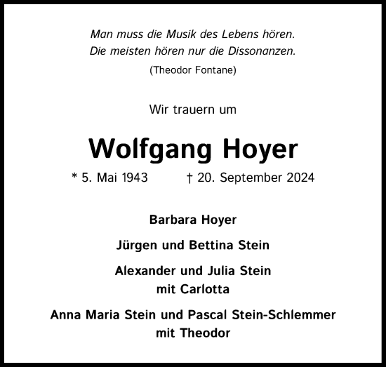 Anzeige von Wolfgang Hoyer von Kölner Stadt-Anzeiger / Kölnische Rundschau / Express