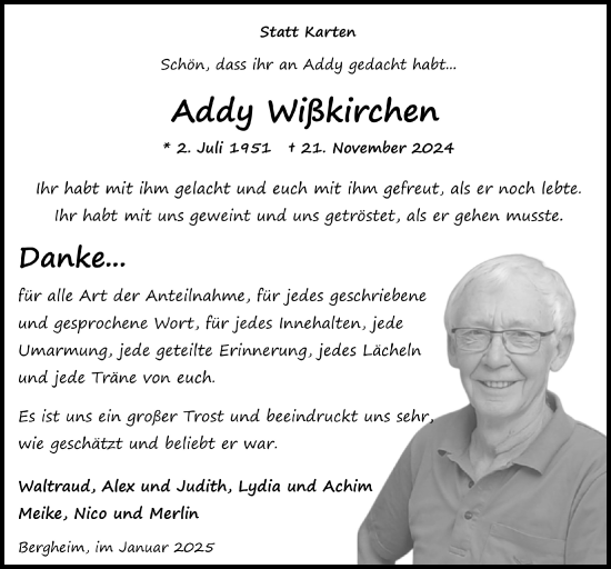 Anzeige von Addy Wißkirchen von  Blickpunkt Euskirchen 