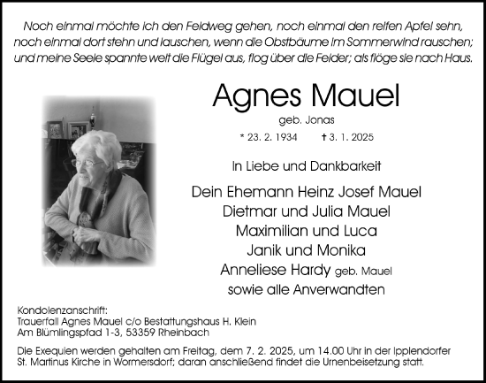Anzeige von Agnes Mauel von  Schaufenster/Blickpunkt 