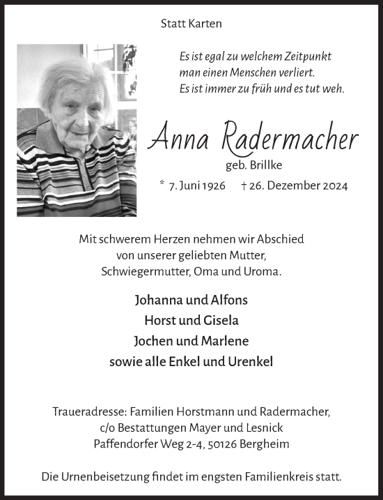 Anzeige von Anna Radermacher von  Werbepost 