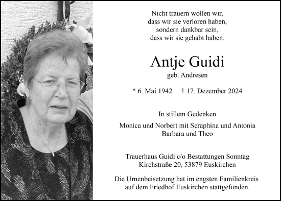 Anzeige von Antje Guidi von  Blickpunkt Euskirchen 