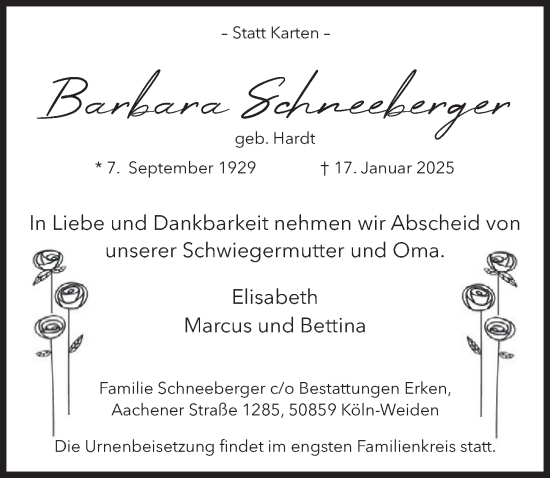 Anzeige von Barbara Schneeberger von  EXPRESS - Die Woche 