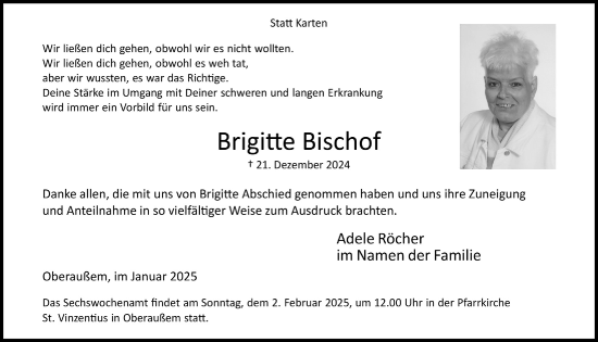 Anzeige von Brigitte Bischof von  Werbepost 
