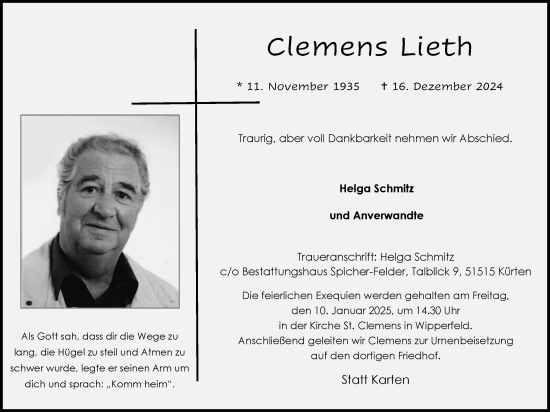 Anzeige von Clemens Lieth von Kölner Stadt-Anzeiger / Kölnische Rundschau / Express